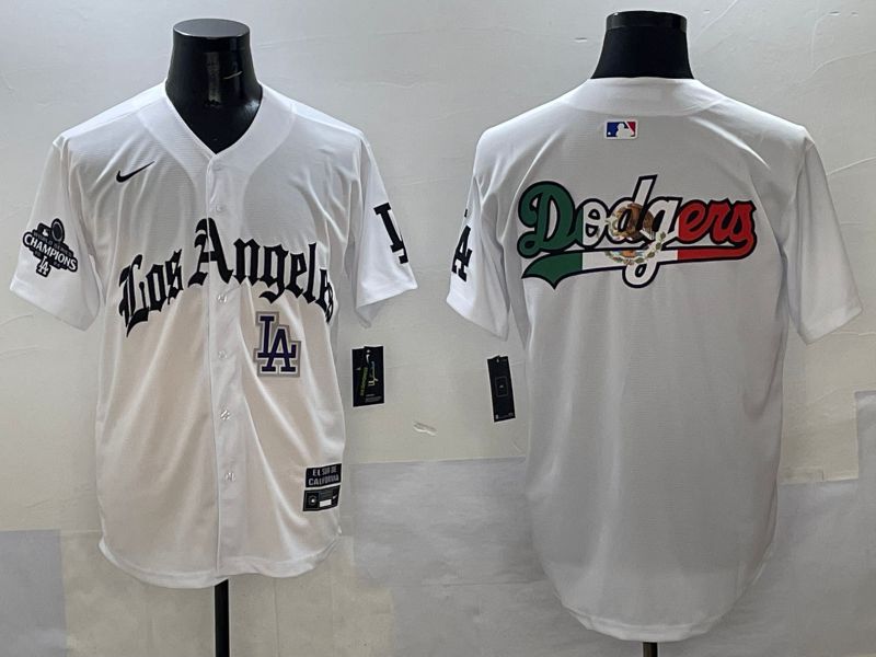 Men Los Angeles Dodgers Blank White Five generations Joint Name 2025 Nike MLB Jersey style 50->los angeles dodgers->MLB Jersey